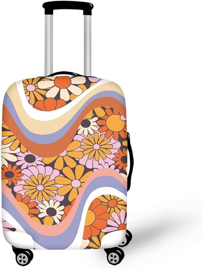Swirl Hippie Flowers Baggage Covers by Dremagia