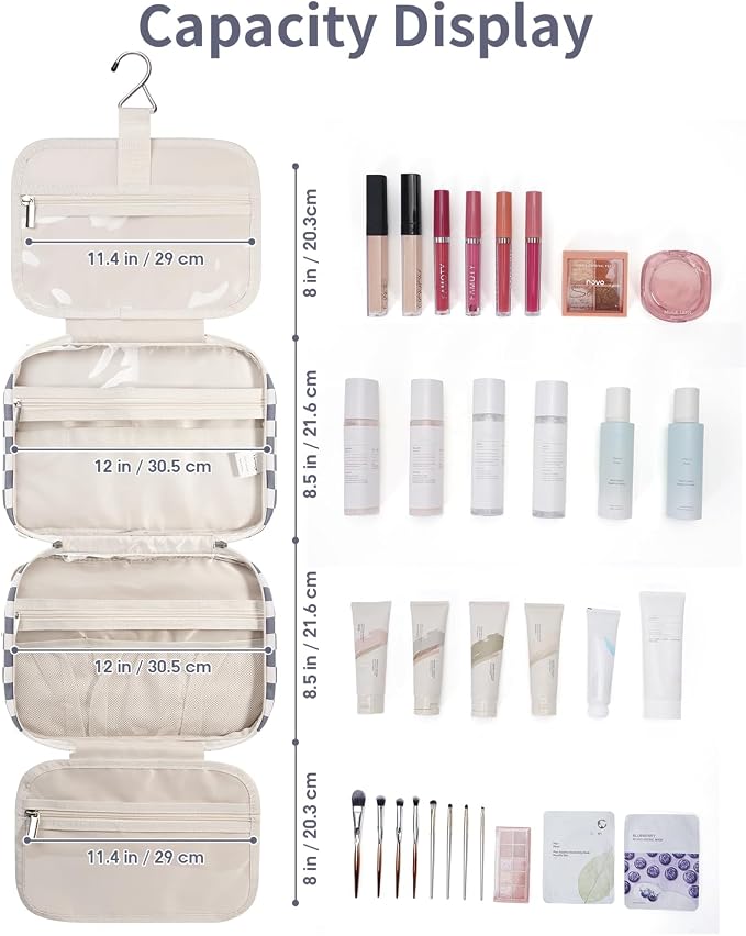 Narwey Travel Toiletry Bag for Women Large Hanging Makeup Bag Organizer - Image 5