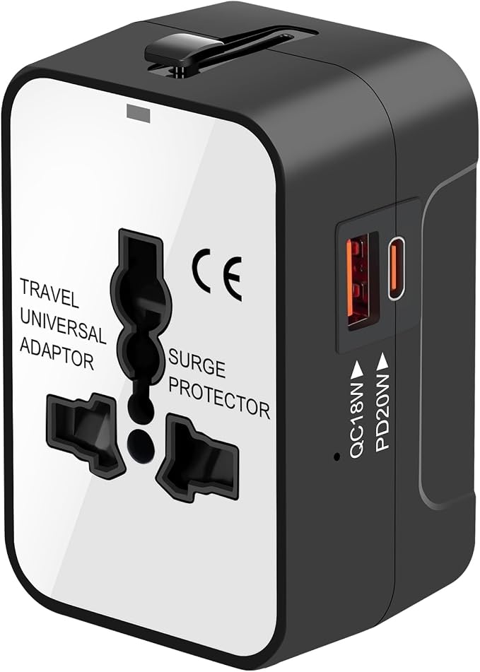 Travel Adapter with PD20W USB-C, Worldwide All in One Universal Travel Adaptor by MINGTONG