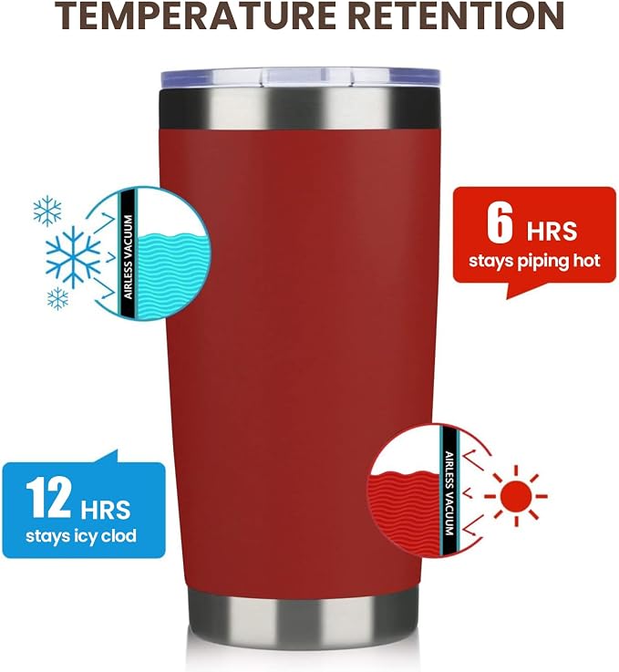 MEWAY 20oz Tumbler Double Wall Vacuum Insulated Travel Mug, Stainless Steel - Image 6