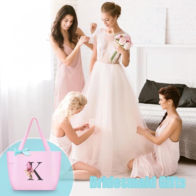 Vavabox Tote Bag, A-Z Initial Monogrammed Waterproof Tote Bag, Bridesmaid Gifts - Image 5
