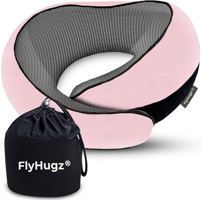 FlyHugz® Neck Travel Pillow | Memory Foam Neck Pillow by FlyHugz%C2%AE