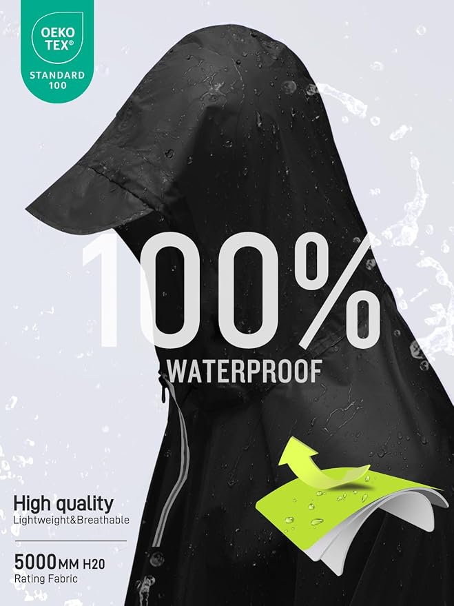 SaphiRose Hooded Rain Poncho Waterproof Raincoat Jacket - Image 3