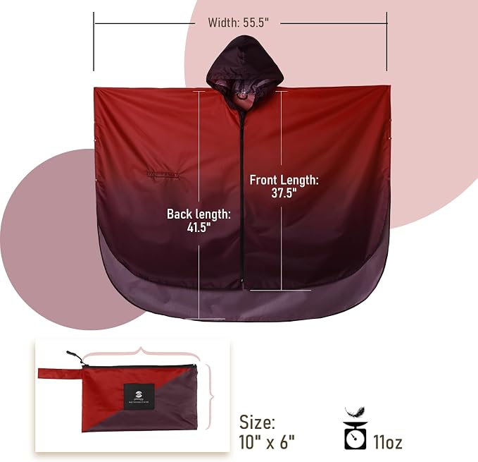 SaphiRose Rain Poncho Jacket Coat Hooded - Image 7