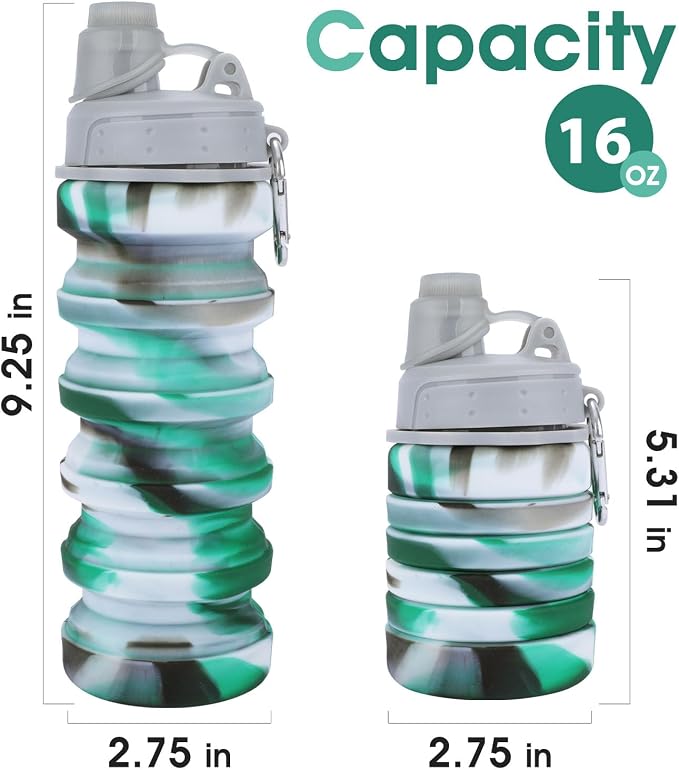 Collapsible Water Bottle for Adults, Reusable Silicone Foldable Water Bottles - Image 2