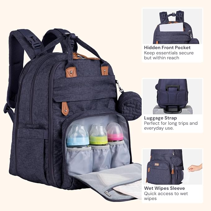BabbleRoo Extra Large Diaper Bag Backpack, Expandable Baby Bag - Image 5