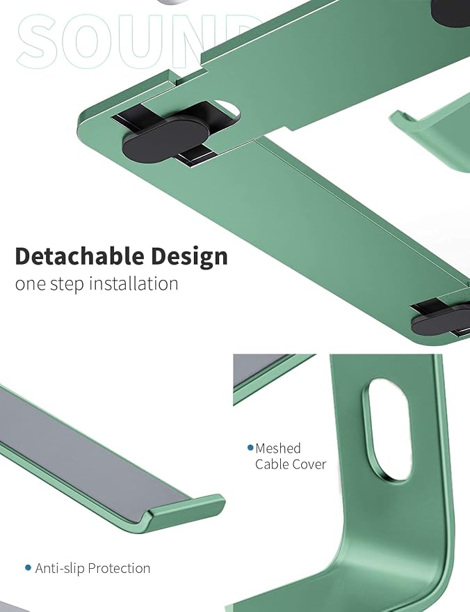 SOUNDANCE Laptop Stand, Aluminum Computer Riser, Ergonomic Laptops Elevator - Image 5