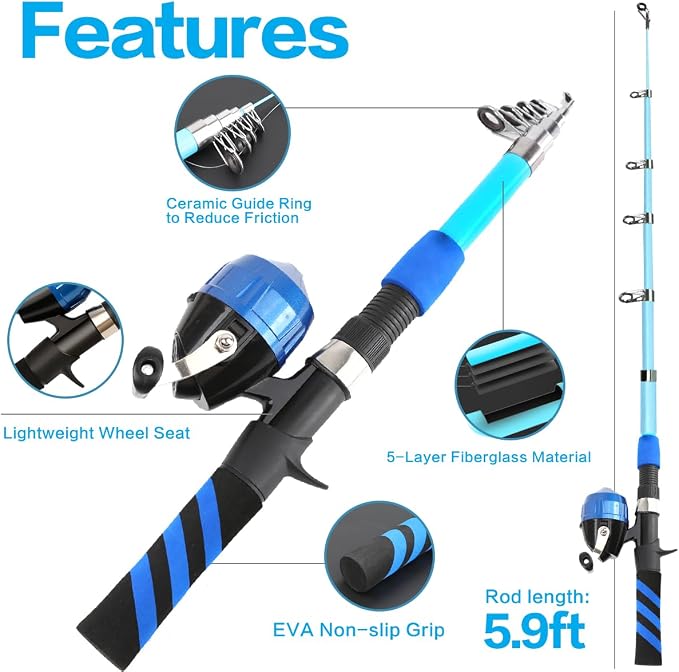 Collapsible Telescopic Fishing Rod and Reel Combo Push Button Small Fishing - Image 4
