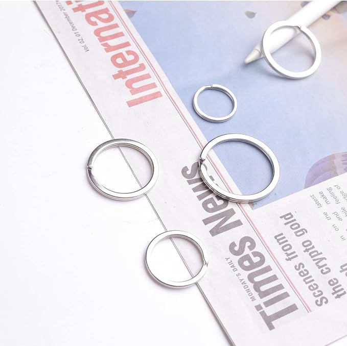 40 Pack Key Ring Keychain Mix 4 Sizes Silver Metal Flat Split Key Chains Rings - Image 6