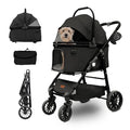Dog Cat Stroller, Foldable 4 Wheels Dog Stroller by quolliter