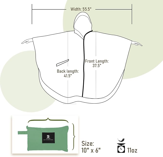 SaphiRose Unisex Rain Poncho Raincoat Hooded - Image 5