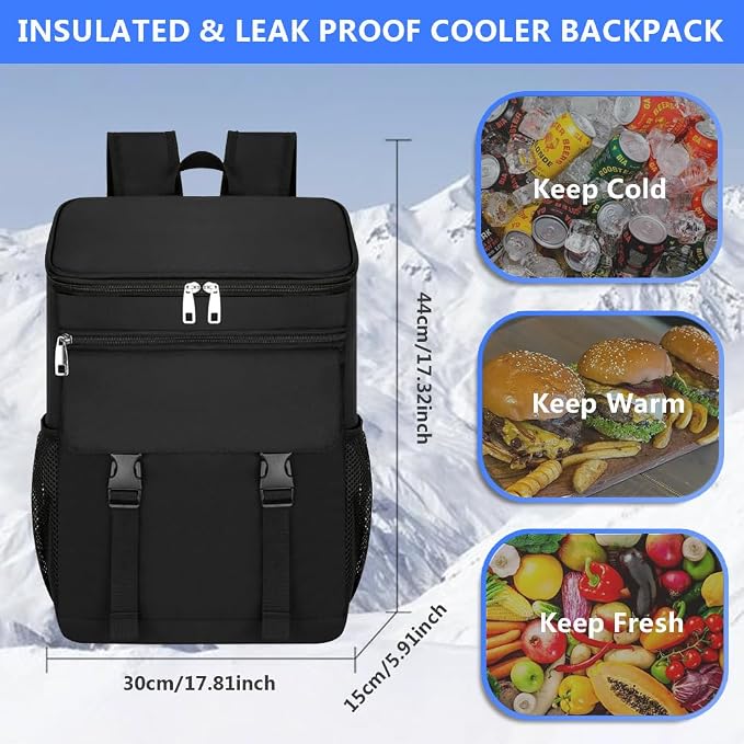 Cooler Backpack, 30 Cans Backpack Coolers Insulated Leak Proof - Image 3