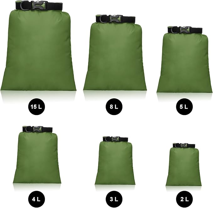 Shappy Waterproof Dry Bag Set 6 Sizes Lightweight Sacks and Long Adjustable - Image 4