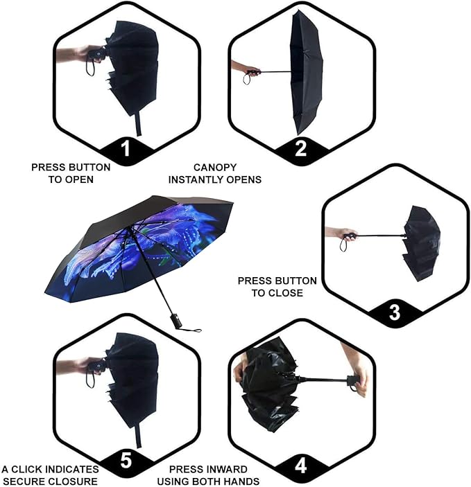 SY COMPACT Travel Umbrella Windproof Automatic Umbrellas Small Compact UV Sun - Image 3