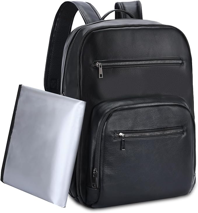 VASCHY Diaper Bag Backpack for Mum Dad, Unisex Large Waterproof Vegan Leather by Vaschy