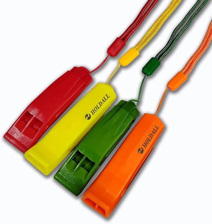 Emergency Safety Whistle with Lanyard, Loud Pea-Less Survival Whistles by HOLDALL