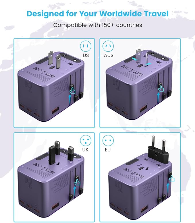 Universal Travel Adapter, VINTAR 75W GaN International Power Adapter - Image 3