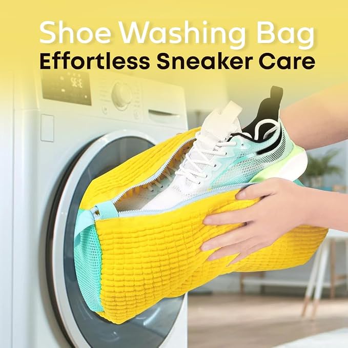 EPSCY Shoe Washing Machine Bag 2 Pack Yellow, 360° Wrap-Around Laundry Bags - Image 7