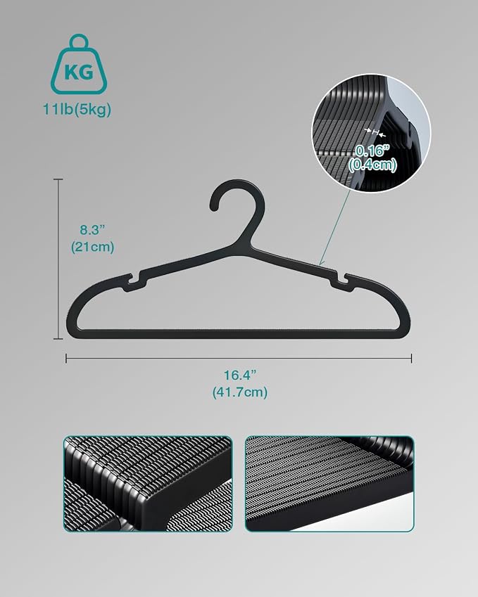100 Pack Clothes Hangers, Non Slip Plastic Coat Hangers, Space Saving Hangers - Image 7