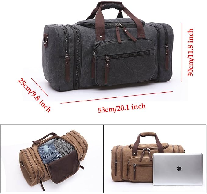 Duffle Bag for Travel, Large Canvas Duffel Bag for Travelling Overnight - Image 3