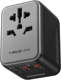 MOMAX Universal Travel Adapter, 20W+18W International Plug Adapter by MOMAX