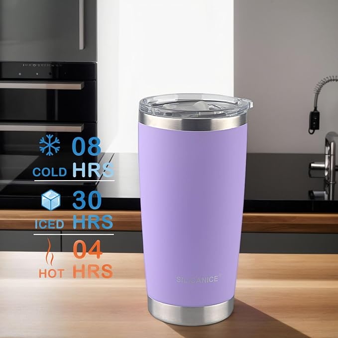 Purple Soft Touch Cup With Lid, 20 Oz Insulated Double Wall Tumbler | Metal - Image 6