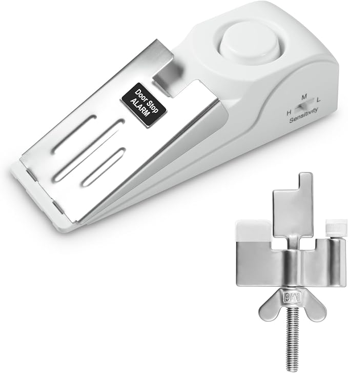 1 Pack 120dB Travel Door Stopper Alarm & Portable Door Lock, 3-Level by DouevoTotalHomeSecurity