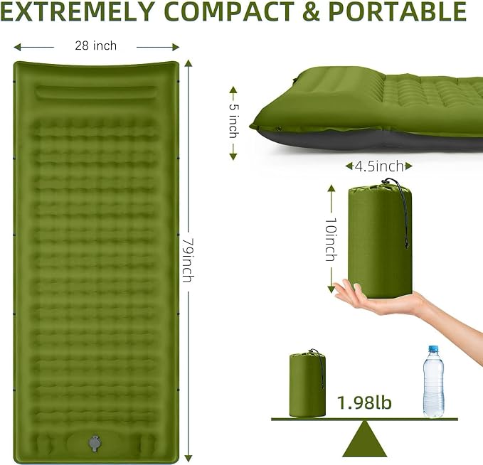 Camping Sleeping Pad, Extra Thick 5 Inch Camping Mat - Image 2