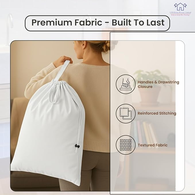 LFH Home Cotton Canvas Large Laundry Bag - Image 8