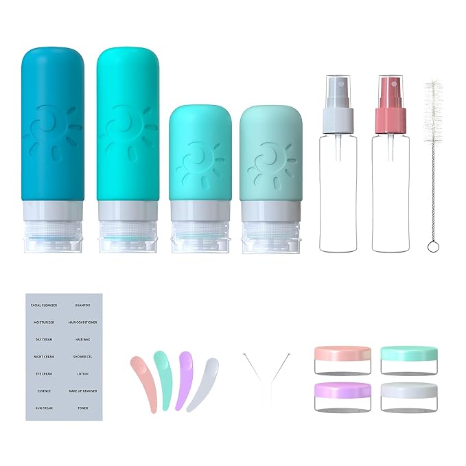 18 Pack travel Bottles for Toiletries, TSA Approved Silicone Travel Containers - Image 2