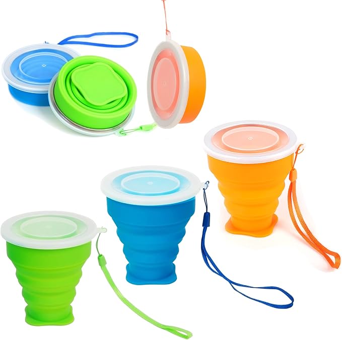 3 Pack Collapsible Water Cup Camping Cups Foldable Drinking Cup Travel Cups by Stouge