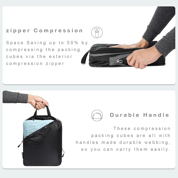 BAGAIL 6 Set Ultralight Compression Packing Cubes Packing Organizer - Image 3