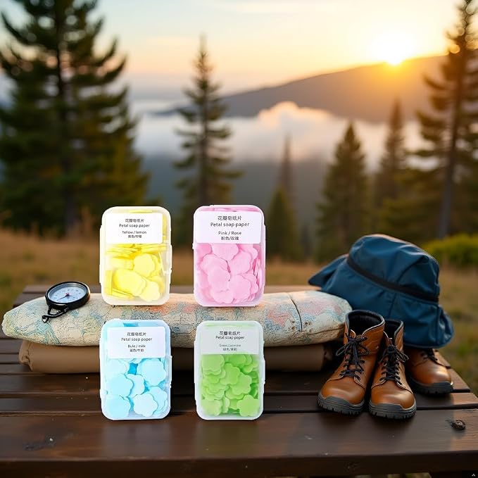 4 Boxes Paper Soap, 4 Different Scented Mini Fresh Portable Disposable Petal - Image 4
