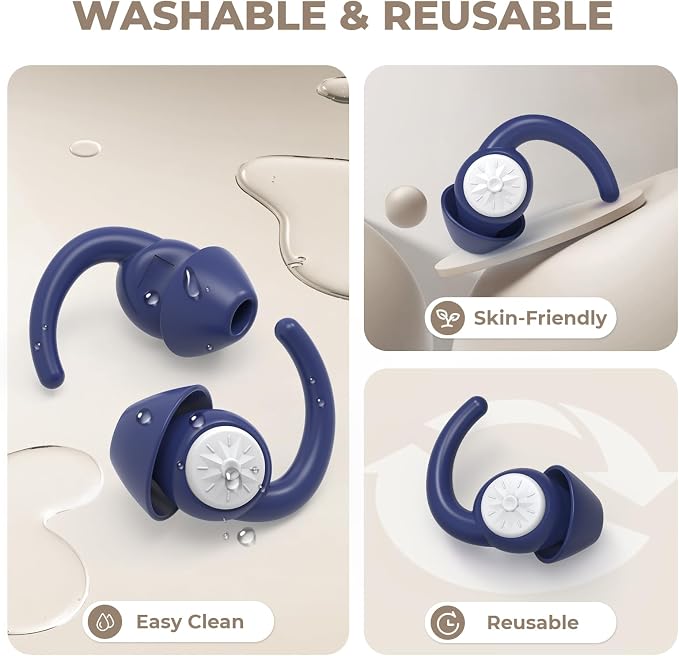 Ear Plugs for Sleeping: Reusable Earplugs for Sleep, Snoring Blocking, 2 Pairs - Image 5