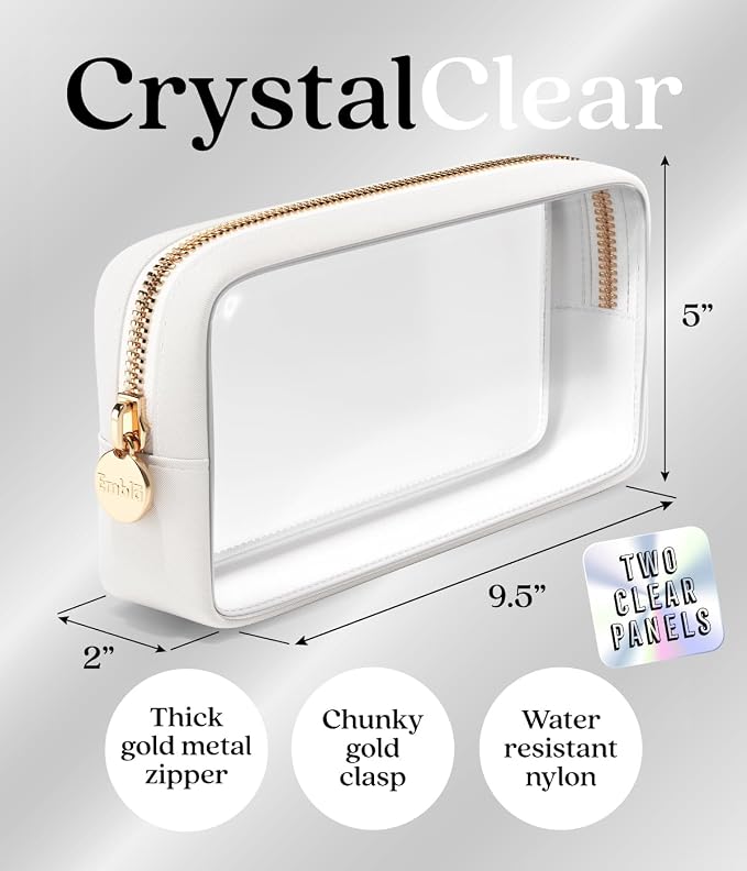 Clear Makeup Bag Zipper Pouch, Transparent Cosmetic Case Organizer, TSA - Image 2