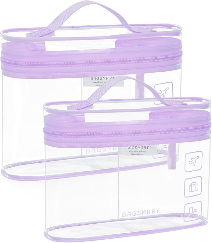 BAGSMART TSA Approved Toiletry Bag, 2 Pack Clear Makeup Cosmetic Bag Organizer by BAGSMART