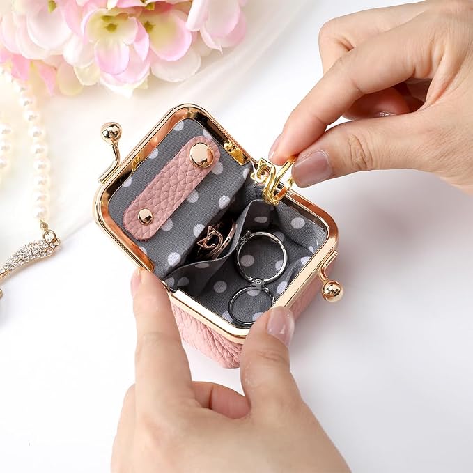 Custom Name & Birth Month Flower Mini Leather Jewelry Box – Vintage Kiss Lock - Image 4