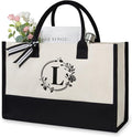 TOPDesign Personalized Initial Jute/Canvas Beach Bag, Monogrammed Gift Tote Bag by TOPDesign