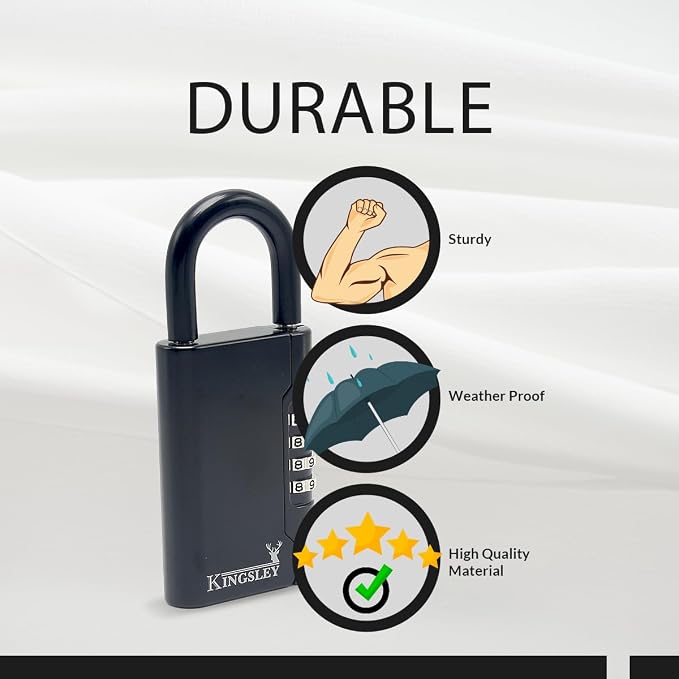 Kingsley Guard-a-Key Black Realtor's Lockbox Portable Resettable Hanging Key - Image 8