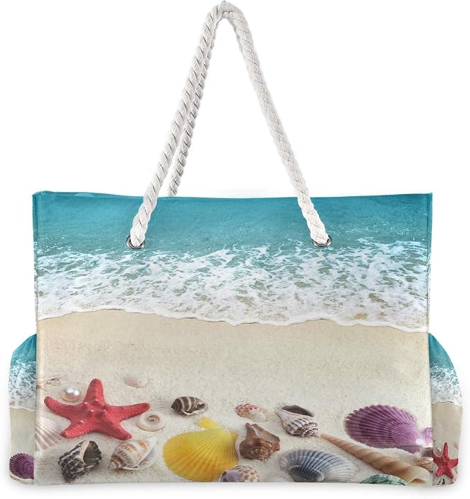 senya Large Beach Bags Totes Canvas Tote Shoulder Bag Soft Wave Water Resistant - Image 2