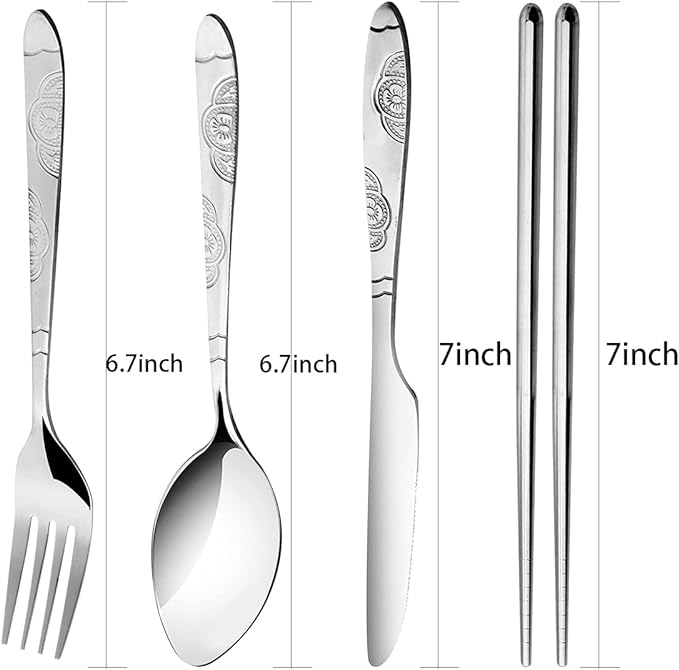 3 Pack Reusable Flatware Sets Knife, Chopsticks - Image 2