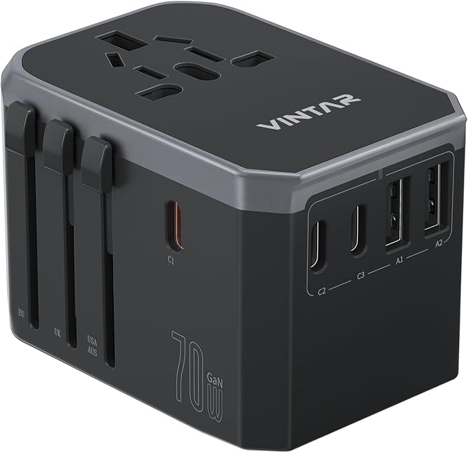 Universal Travel Adapter, VINTAR 70W GaN International Power Adapter by VINTAR