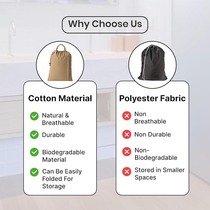 LFH Home Cotton Canvas Large Laundry Bag - Image 7