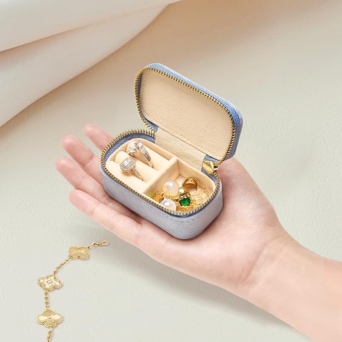 TAIMY Mini Jewelry Travel Case, Velvet Small Travel Jewelry Box, Portable - Image 3
