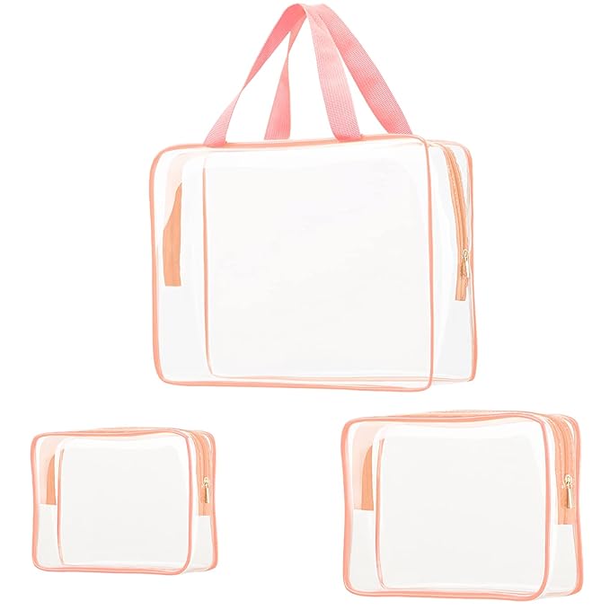 3Pcs Crystal Clear PVC Travel Toiletry Bag Kit by ROYBENS