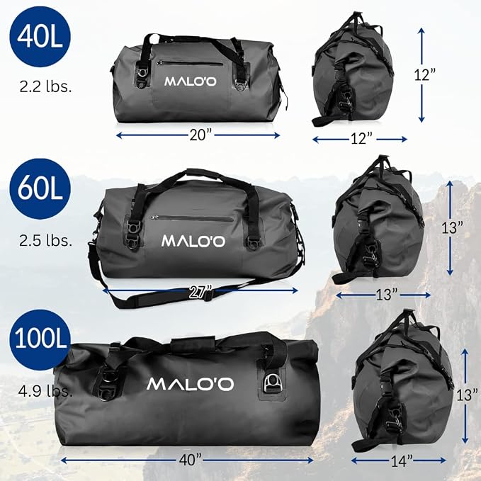 Malo'o Waterproof Dry Bag Duffel 40L/60L/100L, Roll Top Duffel Keeps Gear Dry - Image 3