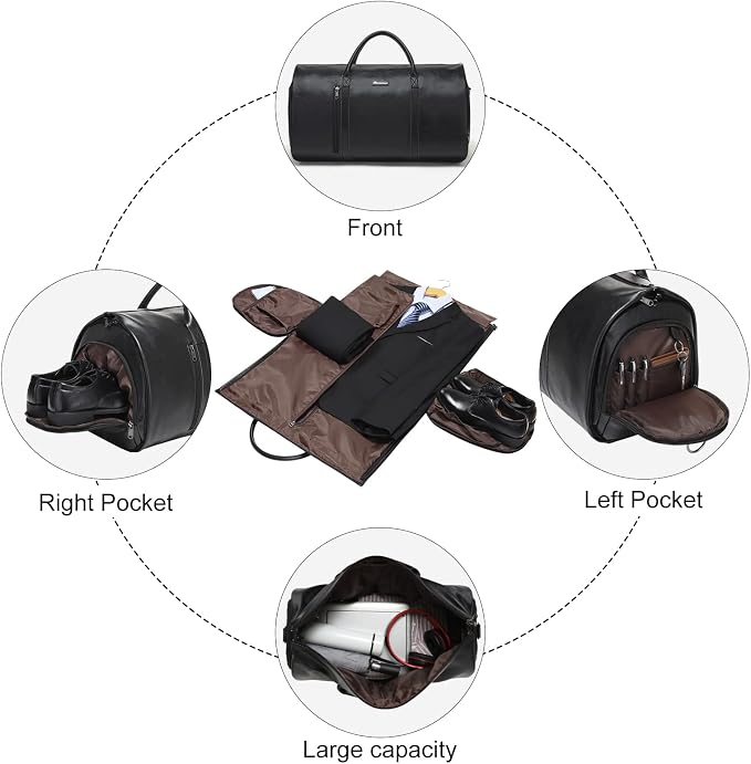 Modoker Convertible Leather Garment Bag, Carry on Garment Bags - Image 4