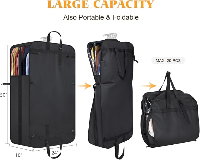 Univivi Garment Bags for Hanging Clothes, Extra Capacity Clothes Bags for Moving - Image 2