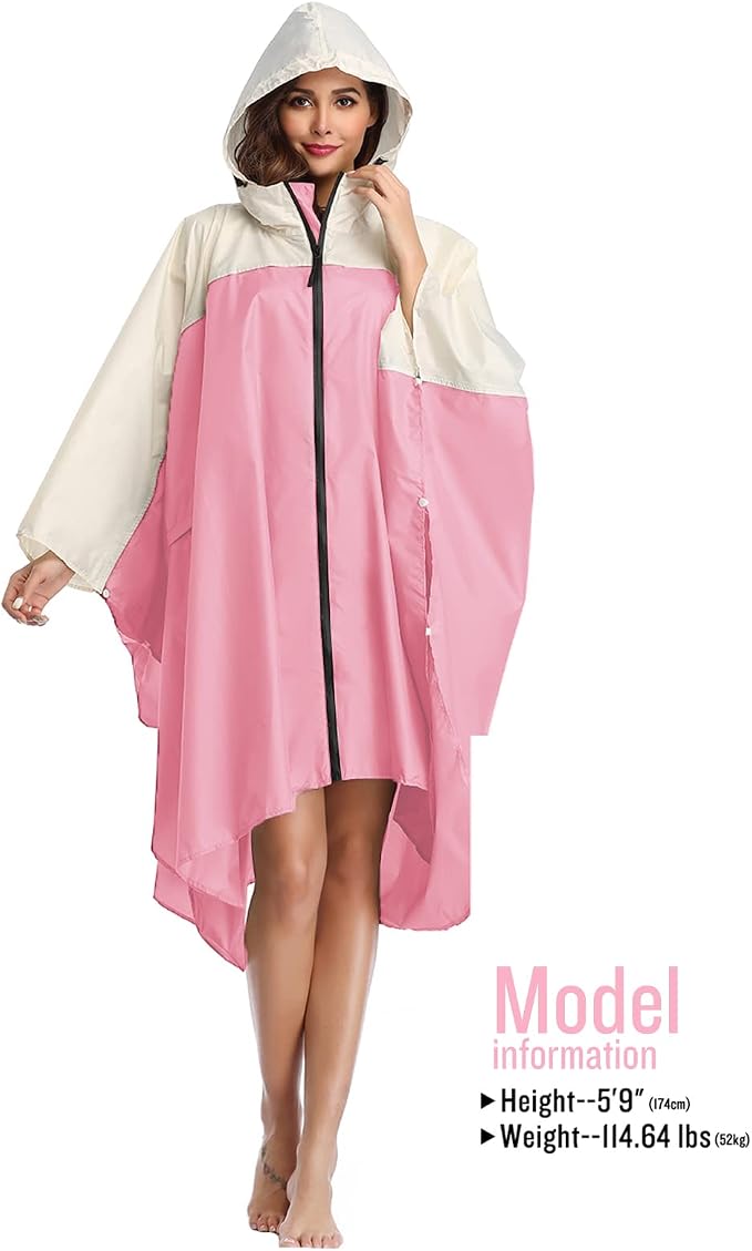 SaphiRose Unisex Rain Poncho Hooded Waterproof Raincoat - Image 2