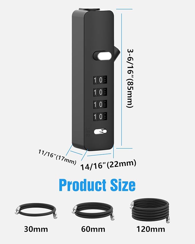 Combination Lock, 4-Digit Steel Cable Locks - Image 4